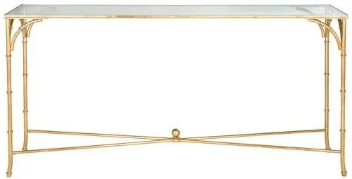 Maurice Tempered Glass Top Console Table in Gold - The Mayfair Hall
