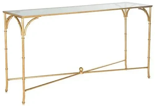 Maurice Tempered Glass Top Console Table in Gold - The Mayfair Hall
