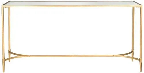Antwan Iron Console Table in Gold with Tempered Glass Top - The Mayfair Hall