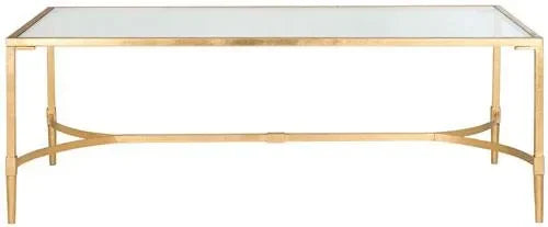 Antwan Iron Coffee Table in Gold with Tempered Glass Top - The Mayfair Hall