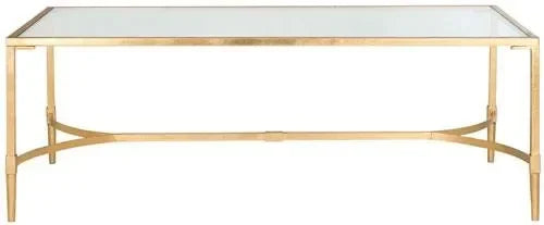 Antwan Iron Coffee Table in Gold with Tempered Glass Top - The Mayfair Hall