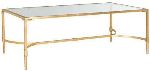 Antwan Iron Coffee Table in Gold with Tempered Glass Top - The Mayfair Hall