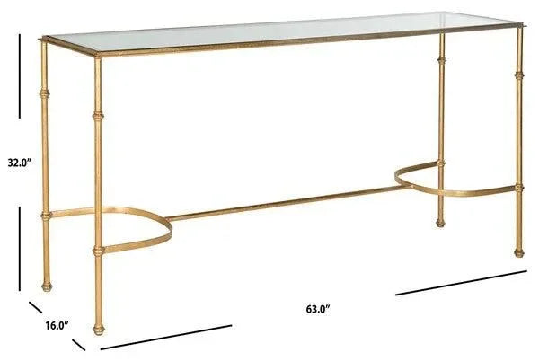 Lucille Glass Console Table in Gold - The Mayfair Hall