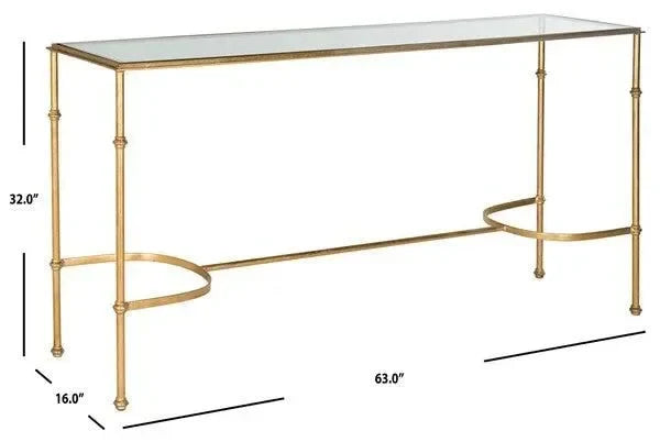 Lucille Glass Console Table in Gold - The Mayfair Hall