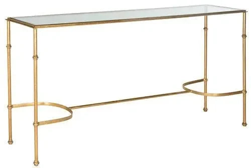 Lucille Glass Console Table in Gold - The Mayfair Hall