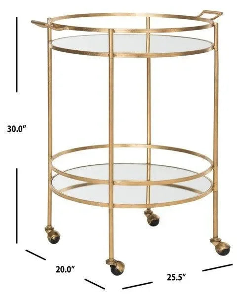 Lavinia Iron Bar Cart in Gold with Mirrored Glass - The Mayfair Hall