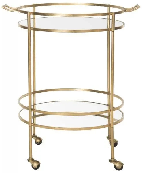 Lavinia Iron Bar Cart in Gold with Mirrored Glass - The Mayfair Hall