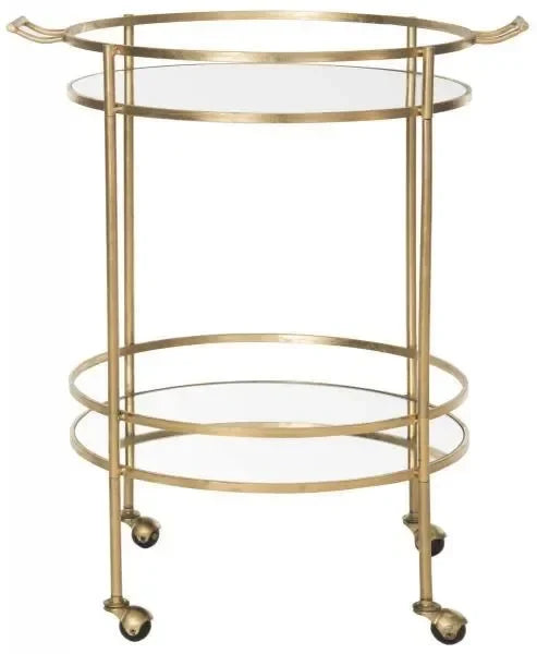 Lavinia Iron Bar Cart in Gold with Mirrored Glass - The Mayfair Hall