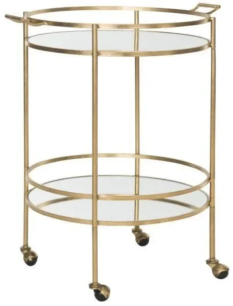 Lavinia Iron Bar Cart in Gold with Mirrored Glass - The Mayfair Hall