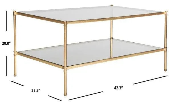 Aslan Glass Coffee Table in Antique Gold Leaf - The Mayfair Hall