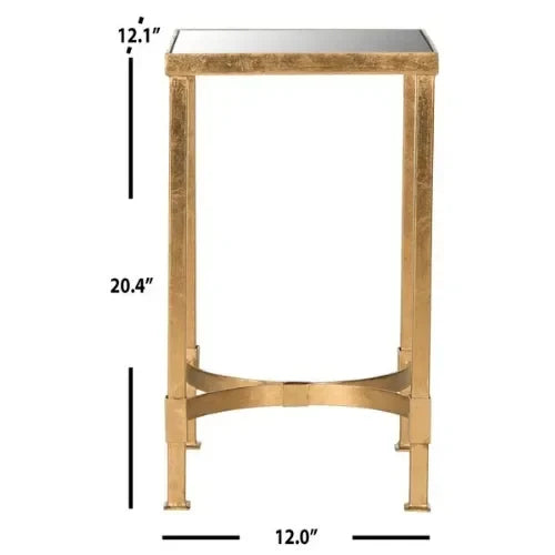 Safavieh Halyn Antique Gold Leaf Mirror Top End Table