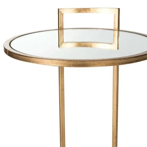 Calvin Round End Table in Antique Gold Leaf - The Mayfair Hall