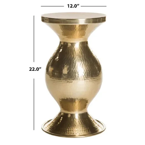 Janus Metal Hammered End Table in Antique Brass - The Mayfair Hall