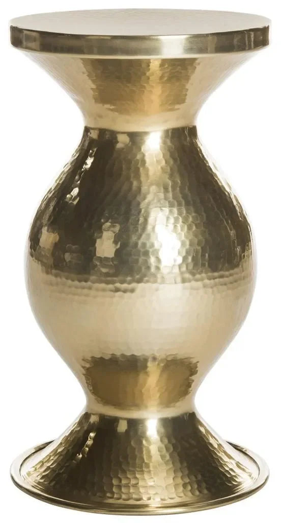 Janus Metal Hammered End Table in Antique Brass - The Mayfair Hall