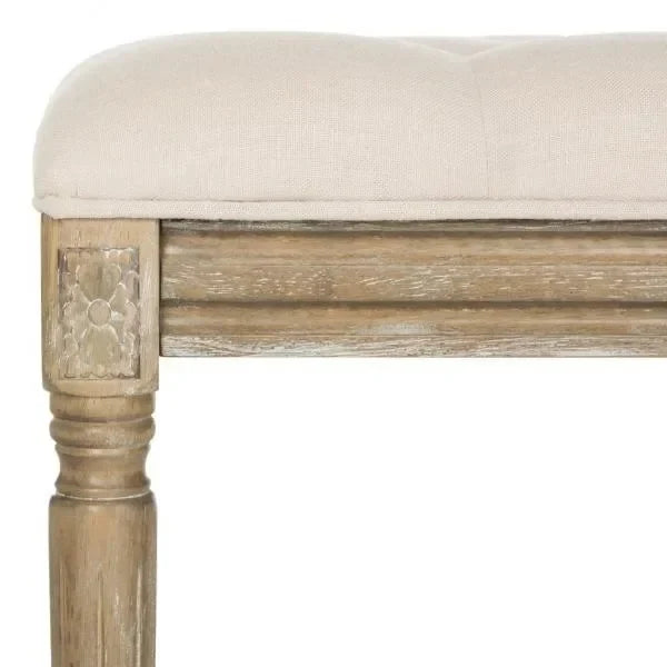 Rocha Rubberwood Tufted Bench in Beige - The Mayfair Hall