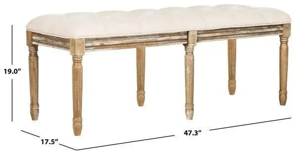 Rocha Rubberwood Tufted Bench in Beige - The Mayfair Hall