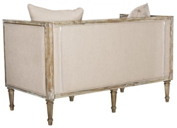 Leandra Taupe Linen French Country Settee - The Mayfair Hall