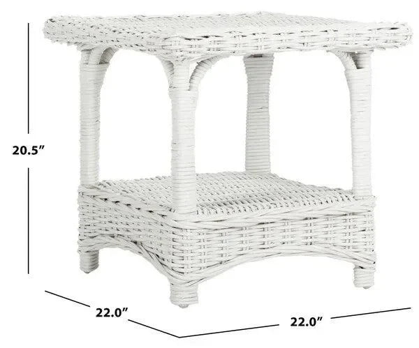 Bowen Rattan Side Table in White - The Mayfair Hall