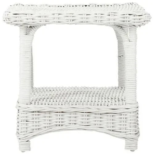Bowen Rattan Side Table in White - The Mayfair Hall