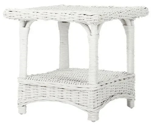 Bowen Rattan Side Table in White - The Mayfair Hall