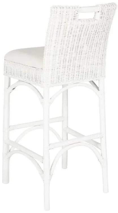Fremont Rattan Bar Stool in White - The Mayfair Hall