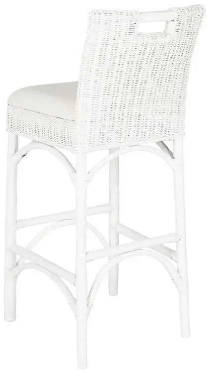 Fremont Rattan Bar Stool in White - The Mayfair Hall