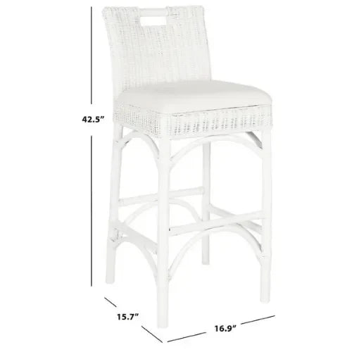 Fremont Rattan Bar Stool in White - The Mayfair Hall