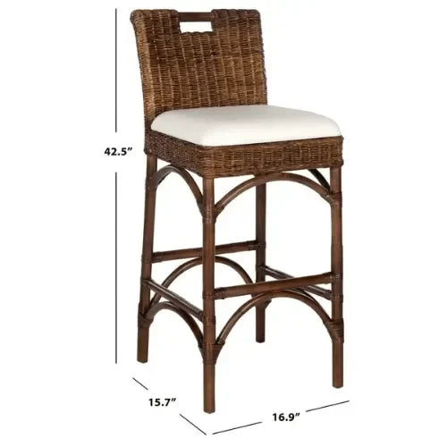 Fremont Rattan Bar Stool in Brown - The Mayfair Hall