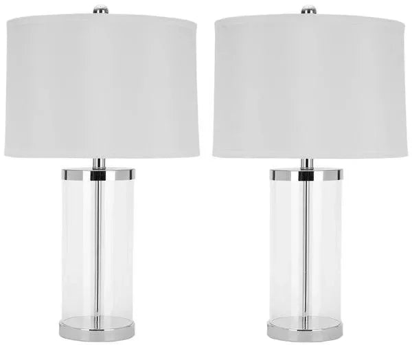 Jeanie Glass Cylinder Lamp in White (Set of 2) - The Mayfair Hall