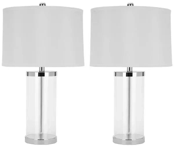 Jeanie Glass Cylinder Lamp in White (Set of 2) - The Mayfair Hall