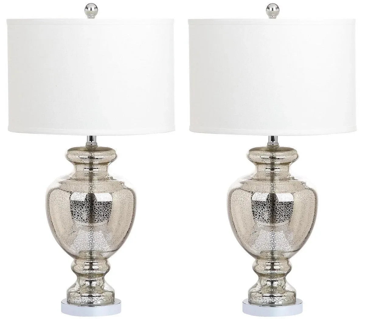 Morocco Mercury Glass Table Lamp in Silver (Set of 2) - The Mayfair Hall