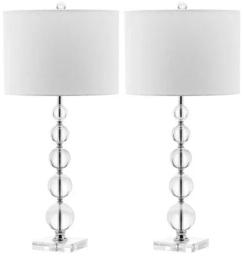 Liam Stacked Crystal Table Lamp in Off-white (Set of 2) - The Mayfair Hall