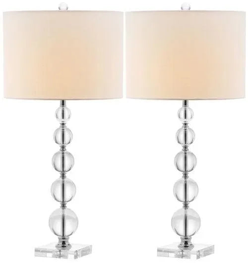 Liam Stacked Crystal Table Lamp in Off-white (Set of 2) - The Mayfair Hall