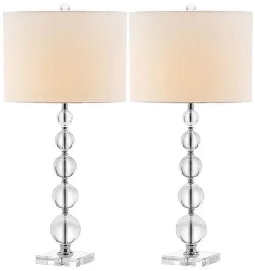 Liam Stacked Crystal Table Lamp in Off-white (Set of 2) - The Mayfair Hall