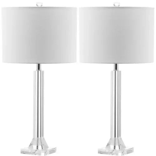 Tyrone Column Crystal Table Lamp in Cream (Set of 2) - The Mayfair Hall