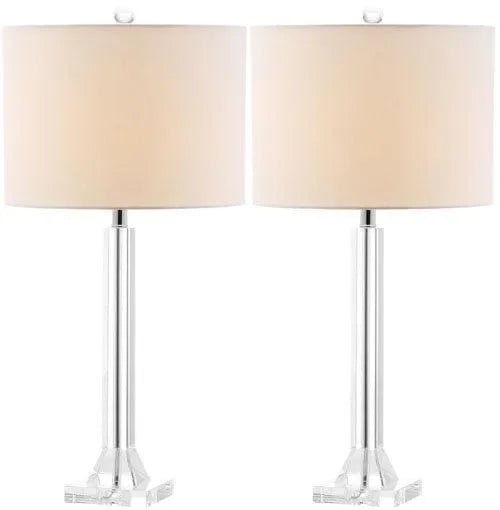 Tyrone Column Crystal Table Lamp in Cream (Set of 2) - The Mayfair Hall