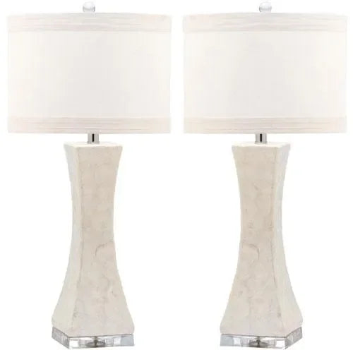 Shelley Shell Table Lamp in White (Set of 2) - The Mayfair Hall