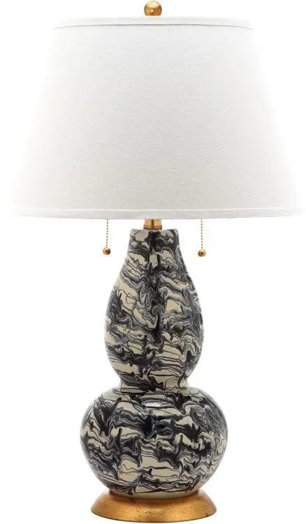 Color Swirls Glass Table Lamp in Black and White (Set of 2) - The Mayfair Hall