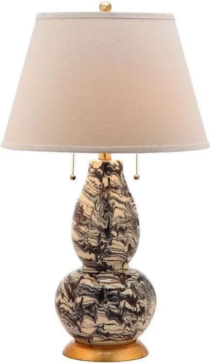 Color Swirls Glass Table Lamp in Black and White (Set of 2) - The Mayfair Hall