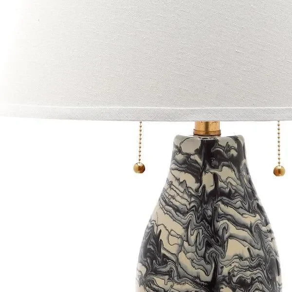 Color Swirls Glass Table Lamp in Black and White (Set of 2) - The Mayfair Hall