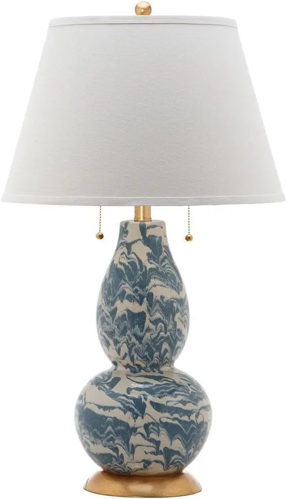 Color Swirls Glass Table Lamp in Light Blue and White - The Mayfair Hall