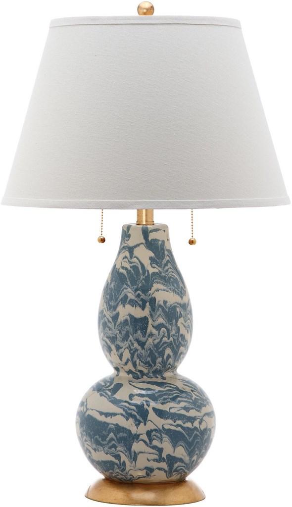 Color Swirls Light Blue-White Marbleized Table Lamp - The Mayfair Hall