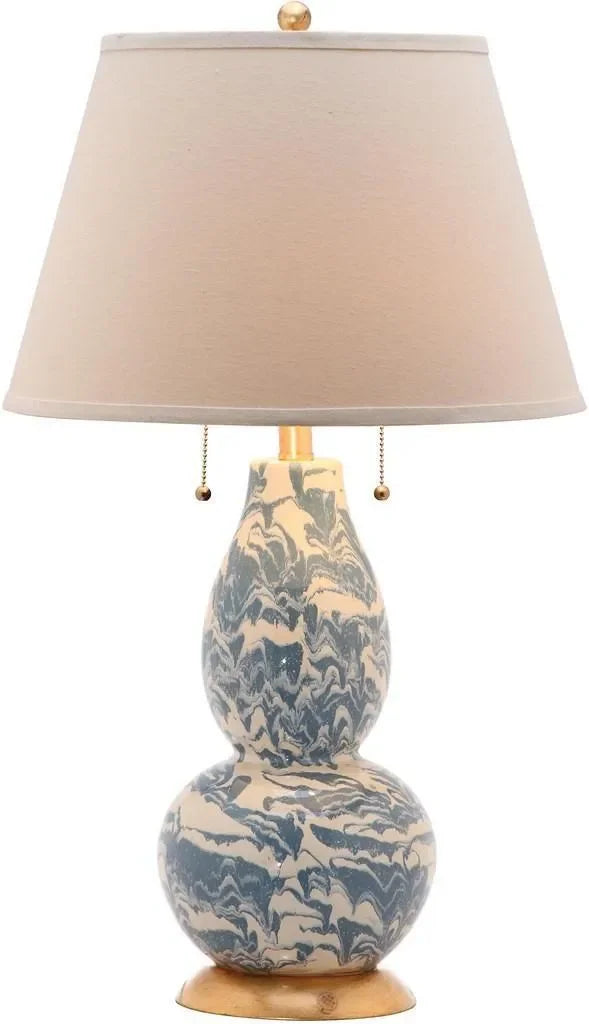 Color Swirls Glass Table Lamp in Light Blue and White - The Mayfair Hall