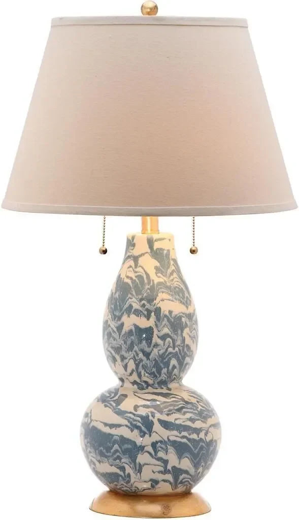 Color Swirls Glass Table Lamp in Light Blue and White - The Mayfair Hall