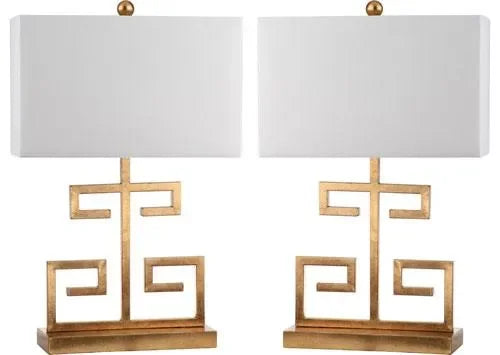 Greek Key Metal Table Lamp in Gold - The Mayfair Hall