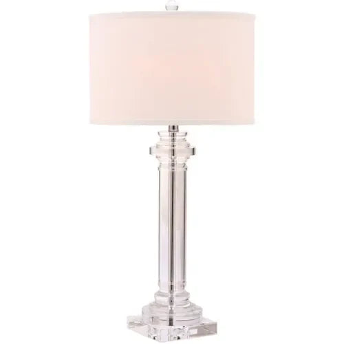 Nina Crystal Column Table Lamp in White - The Mayfair Hall