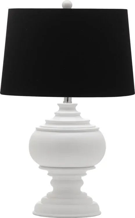 Callaway Resin Table Lamp in White with Black Cotton Shade - The Mayfair Hall