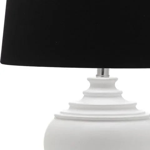 Callaway Resin Table Lamp in White with Black Cotton Shade - The Mayfair Hall