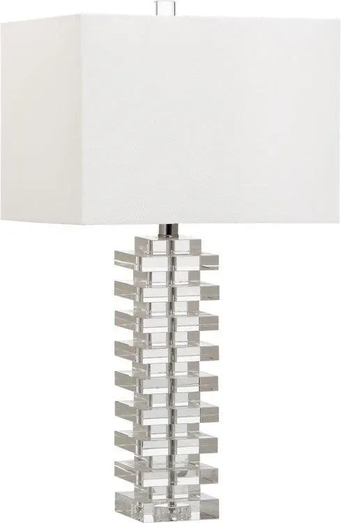 Swift Crystal Table Lamp in Off-white with Crystal Block Design - The Mayfair Hall