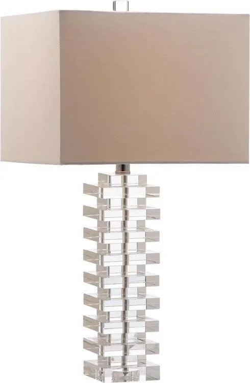 Swift Crystal Table Lamp in Off-white with Crystal Block Design - The Mayfair Hall